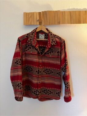 Iron & Resin Red and Brown Tribal Button-Down Shirt